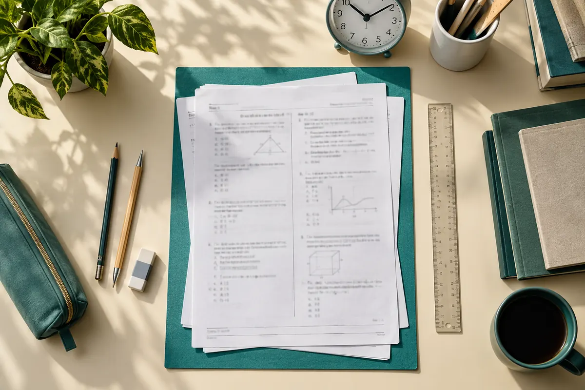 Paper practice exam sheets and exam stationery
