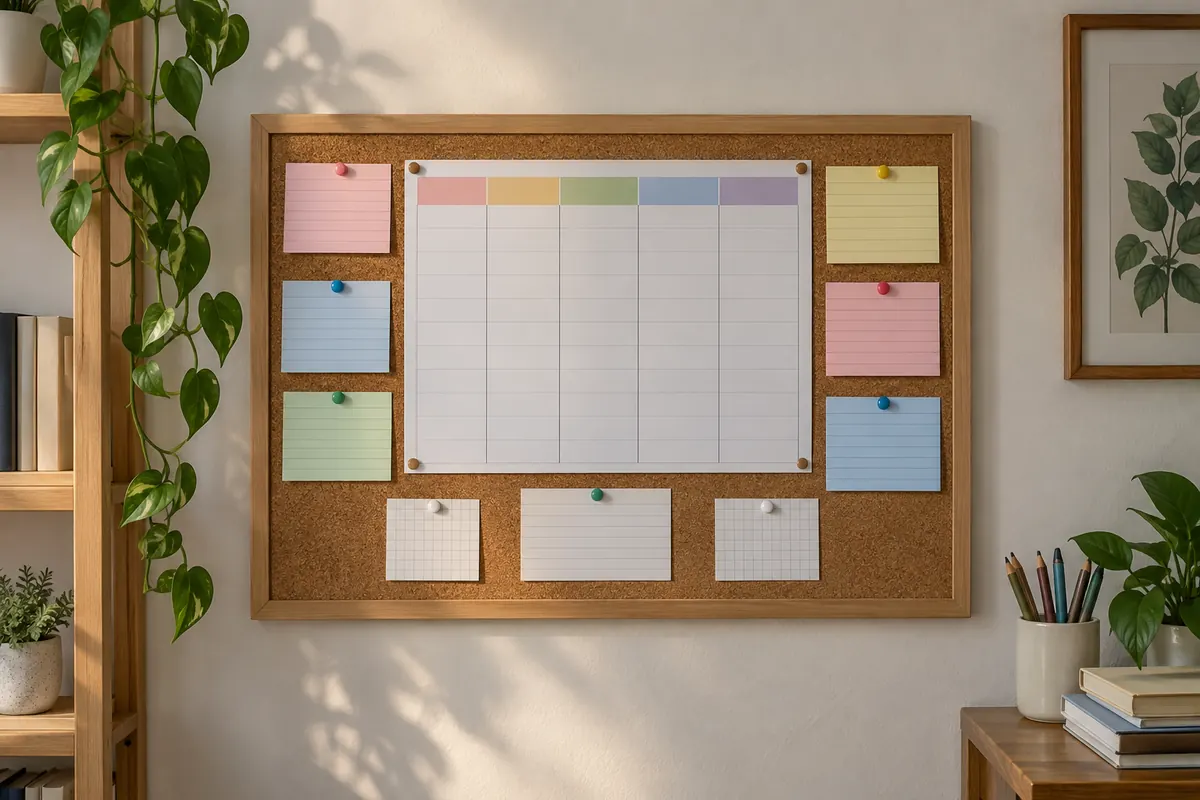 Paper revision schedule on a home study noticeboard