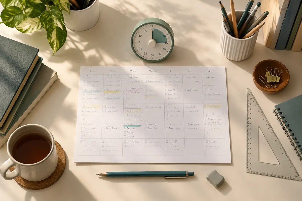Paper study planner, timer and geometry tools